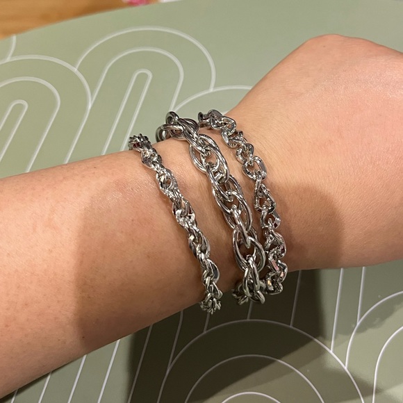 Vintage Silver Chunky Chain Rope Bracelet Electroplated Costume Jewelry Unisex - Picture 6 of 7